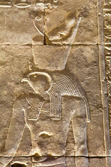 North African Gallery: Relief of the God Horus, Temple of Horus, Edfu, Egypt, North Africa, Africa
