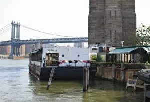 East Gallery: The River Cafe at Fulton Ferry Landing, Manhattan Bridge beyond, Brooklyn