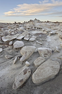 Rocks in the badlands at sunrise, Bisti Wilderness, New Mexico, United States of America Rocks in the badlands at sunrise, Bisti Wilderness, New Mexico, United States of America