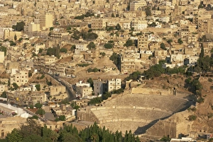 Theatres Prints: Roman Amphitheatre Print from Citadel, Amman
