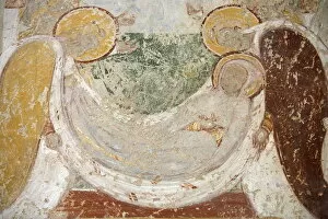 Images Dated 8th April 2000: Romanesque painting depicting a burial, St. Savin Abbey, Saint-Savin-sur-Gartempe, Vienne
