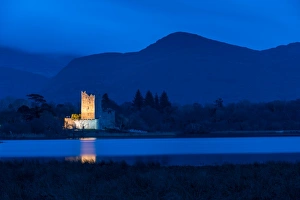 Ross Castle at dusk, Killarney National Park, County Kerry, Munster, Republic of Ireland Ross Castle at dusk, Killarney National Park, County Kerry, Munster, Republic of Ireland