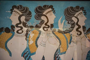 Painted Gallery: The ruins of Knossos, the largest Bronze Age archaeological site, Minoan civilization