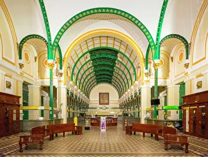 Saigon Central Post Office interior at night, Ho Chi Minh City (Saigon), Vietnam Saigon Central Post Office interior at night, Ho Chi Minh City (Saigon), Vietnam