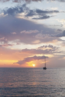 Sailing boat at sunset, Playa de Los Cristianos, Los Cristianos, Tenerife, Canary Islands Sailing boat at sunset, Playa de Los Cristianos, Los Cristianos, Tenerife, Canary Islands