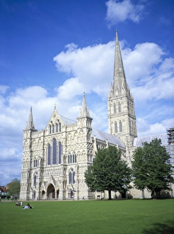 Salisbury cathedral from the southwest, Salisbury, Wiltshire, England, United Kingdom Salisbury cathedral from the southwest, Salisbury, Wiltshire, England, United Kingdom