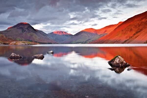 Symmetry Collection: The Scafell range across the reflective waters of Wast Water in the Lake District National Park