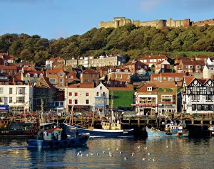 Scarborough, harbour and seaside resort with castle on the hill, Yorkshire, England Scarborough, harbour and seaside resort with castle on the hill, Yorkshire, England