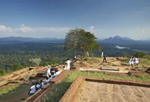 Lions Rock Gallery: School children at summit of Sigiriya, UNESCO World Heritage Site, North Central Province