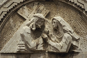 Carvings Gallery: Sculpture at the 4th Station of the Cross on the Via Dolorosa, in the Old City of Jerusalem