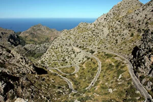 Serpentine road to Sa Calobra, Mallorca, Balearic Islands, Spain, Mediterranean, Europe