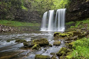 Water Surface Gallery: Sgwd yr Eira waterfall, Ystradfellte, Brecon Beacons National Park, Powys, Wales