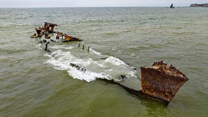 Luanda Collection: Shipwreck beach, Bay of Santiago, Luanda, Angola, Africa