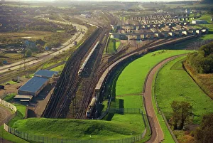 Tunnels Gallery: Shuttle entering and Eurostar leaving the Channel Tunnel, seen from Castle Hill