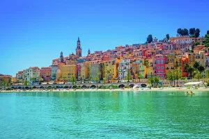 Skyline of Menton, Alpes-Maritimes, Cote d'Azur, Provence, French Riviera, France