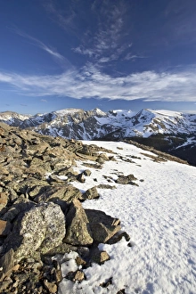 Snow-covered mountains in the spring from Trail Ridge Road, Rocky Mountain National Park Snow-covered mountains in the spring from Trail Ridge Road, Rocky Mountain National Park