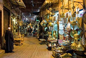 Metal Gallery: The souk, Marrakech (Marrakesh), Morocco, North Africa, Africa