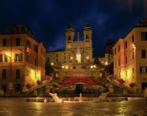 Rome Collection: The Spanish Steps illuminated at night in the city of Rome, Lazio, Italy, Europe