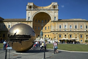 Sphere Within Sphere, in the Cortile della Pigna, by Arnaldo Pomodoro, 1990, Vatican Museum, Rome, Lazio, Italy, Europe Sphere Within Sphere, in the Cortile della Pigna, by Arnaldo Pomodoro, 1990, Vatican Museum, Rome, Lazio, Italy, Europe