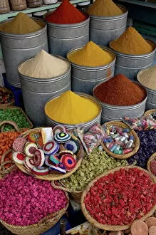 Stalls Gallery: Spices in the souks in the Medina, Marrakesh, Morroco, North Africa, Africa