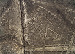 The Spider Geoglyph, aerial view, Nazca, UNESCO World Heritage Site, Ica Region, Peru The Spider Geoglyph, aerial view, Nazca, UNESCO World Heritage Site, Ica Region, Peru