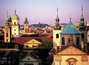 Spires and towers on the city skyline, Prague, Czech Republic, Europe Spires and towers on the city skyline, Prague, Czech Republic, Europe