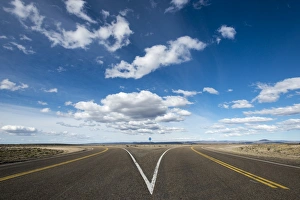 A split in the road along Route 40 in Patagonia, Argentina, South America A split in the road along Route 40 in Patagonia, Argentina, South America