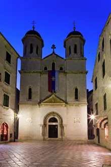 St. Nicholas Serbian Orthodox church illuminated at dusk St. Nicholas Serbian Orthodox church illuminated at dusk