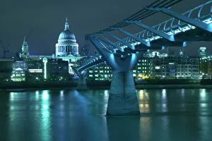Prints of St Pauls Cathedral and the Millennium Bridge, London, England, United Kingdom, Europe River Thames Prints: St Pauls Cathedral Print, Millennium Bridge London