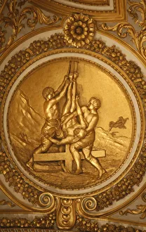 Prints of St. Peters crucifixion medallion in St. Peters Basilica, Vatican, Rome, Lazio, Italy, Europe Vatican City Prints: St. Peters Basilica Print - Crucifixion Medallion