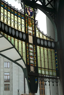 Stained glass Art Nouveau (Jugendstil) detail, Municipal House, Prague Stained glass Art Nouveau (Jugendstil) detail, Municipal House, Prague