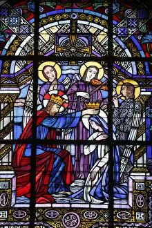 Images Dated 8th September 2013: Stained glass by Jacques Gruber, Notre Dame de Brebieres basilica, Albert, Somme, France