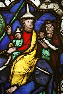 Stained glass of Moses and the Exodus, Klosterneuburg, Austria, Europe Stained glass of Moses and the Exodus, Klosterneuburg, Austria, Europe