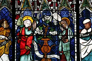Images Dated 31st May 2014: Stained glass window dating from the 14th century depicting the Announcement made to Mary