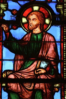 Stained glass window depicting Jesus, The Holy Chapel (La Sainte-Chapelle) Paris, France Stained glass window depicting Jesus, The Holy Chapel (La Sainte-Chapelle) Paris, France