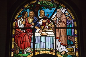 Stained glass window in Holy Trinity Cathedral, the largest Orthodox church in the country Stained glass window in Holy Trinity Cathedral, the largest Orthodox church in the country