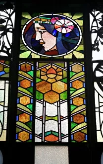 Stained glass window, Municipal House, theatre, Art Nouveau, Old Town, Prague