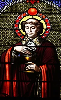 Stained glass window of St. Martin in Saint-Ambroise church, Paris, France, Europe