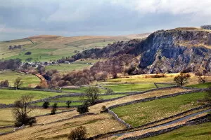 Images Dated 5th March 2014: Stainforth Scar from Langcliffe near Settle, Yorkshire Dales, Yorkshire, England, United Kingdom