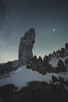 Stars over the Frankfurter Wurstel (Salsiccia) rock and Monte Paterno, Sesto Dolomites Stars over the Frankfurter Wurstel (Salsiccia) rock and Monte Paterno, Sesto Dolomites