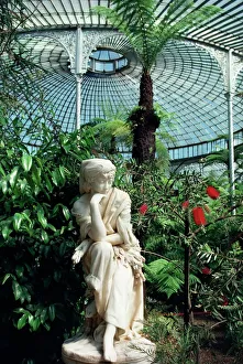 Statue in glasshouse Print, Botanic Gardens Glasgow