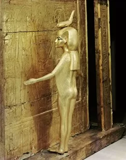 Tutankhamen Collection: Statue of the goddess Serket protecting the canopic chest or shrine