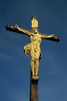 Statue of Jesus Christ, Calvary, near Honfleur, Cotes de Grace, Normandy, France, Europe Statue of Jesus Christ, Calvary, near Honfleur, Cotes de Grace, Normandy, France, Europe