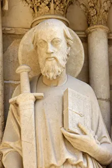 Statue of St. Paul on cathedrals westen wing, Last Judgment door Statue of St. Paul on cathedrals westen wing, Last Judgment door
