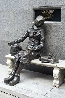 Statue by Tommy Steele of the eponymous woman of the Beatles song, Eleanor Rigby