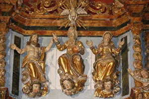 Statues of God, Jesus, Mary and the Holy Spirit, Notre-Dame de la Gorge, Haute Savoie Statues of God, Jesus, Mary and the Holy Spirit, Notre-Dame de la Gorge, Haute Savoie