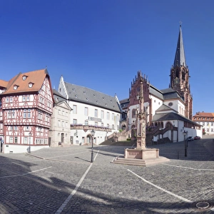 Stiftsplatz Square with Stiftsmuseum, Stiftsbrunnen fountain and Stiftskirche Church of St Stiftsplatz Square with Stiftsmuseum, Stiftsbrunnen fountain and Stiftskirche Church of St