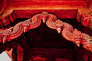 Stone carving detail, Red Fort, Delhi, India, Asia