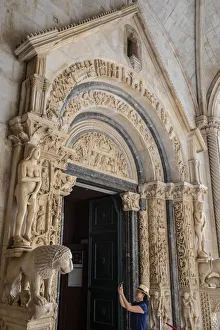Trogir Gallery: Stone carving outside The Cathedral of St. Lawrence, Trogir, UNESCO Wold Heritage Site