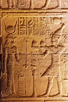 Aswan Collection: Stone Carvings and Hieroglyphs in The Sanctuary at The Temple of Isis, Philae Temple Complex